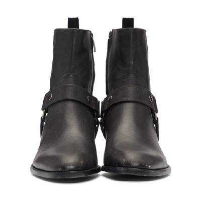 Shop Saint Laurent Grey Stone-washed Wyatt Harness Boots