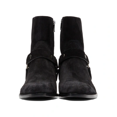 Shop Saint Laurent Black Wyatt Harness Boots In 1000 Nero