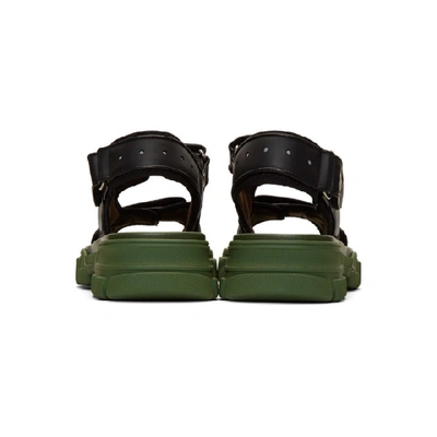 Shop Gucci Black And Green Aguru Sandals In 1065 Blk/gr