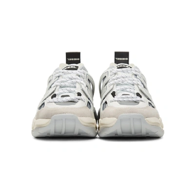 Shop Diesel White And Grey S-kipper Low Trek Sneakers In H7650 Strwh