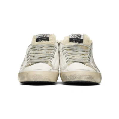 Shop Golden Goose White Shearling Double Structure Superstar Sneakers