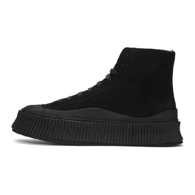 Shop Jil Sander Black Suede Vulcanized High-top Sneakers In 1 -black