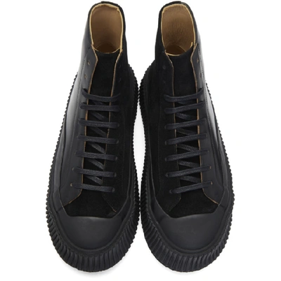 Shop Jil Sander Black Suede Vulcanized High-top Sneakers In 1 -black