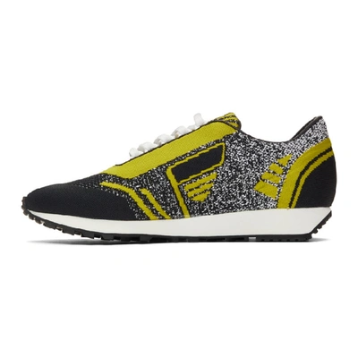 Shop Prada Yellow & Black Knit Sport Sneakers