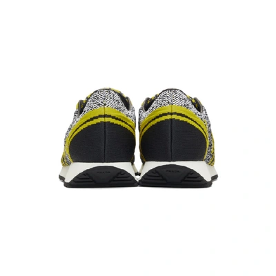 Shop Prada Yellow & Black Knit Sport Trainers