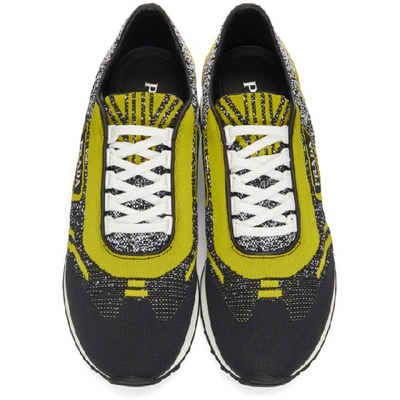 Shop Prada Yellow & Black Knit Sport Trainers