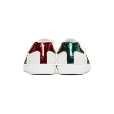 Shop Gucci White Ace Tiger Sneakers In 9064 Multi