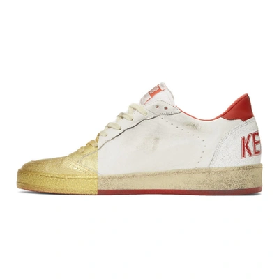 Shop Golden Goose White And Gold Ball Star Sneakers In Whtstrbrgld