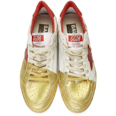 Shop Golden Goose White And Gold Ball Star Sneakers In Whtstrbrgld