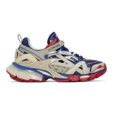 Shop Balenciaga Beige And Blue Track 2 Sneakers In 8570 Bgblrd