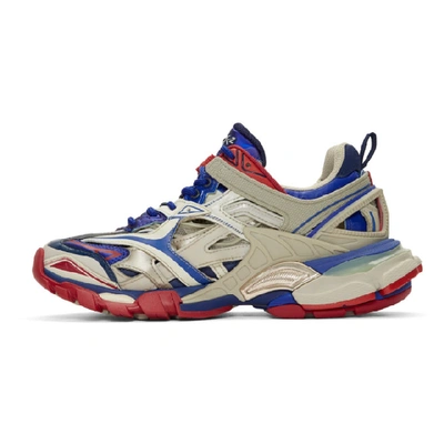 Shop Balenciaga Beige And Blue Track 2 Sneakers In 8570 Bgblrd