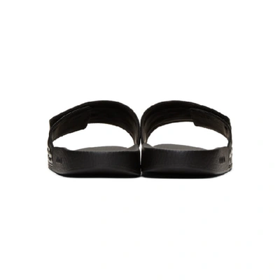 Shop Gucci Black Leather Logo Slides In 1000 Nero