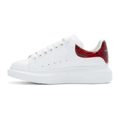Shop Alexander Mcqueen White & Red Python Oversized Sneakers