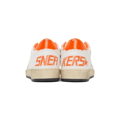 Shop Golden Goose White And Orange Ball Star Sneakers In Whiteorange