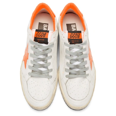 Shop Golden Goose White And Orange Ball Star Sneakers In Whiteorange