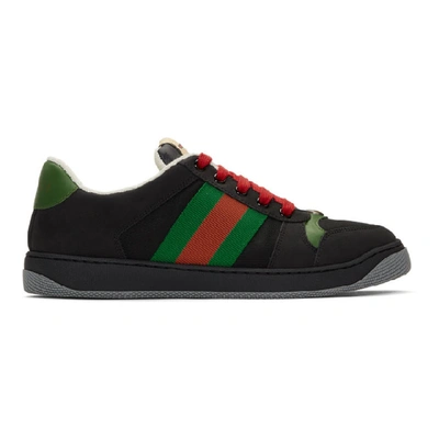 Shop Gucci Black Screener Sneakers In 1098 Nero/b