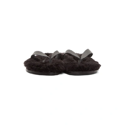 Shop Tibi Ssense Exclusive Black Shearling Bryan Sandals