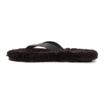 Shop Tibi Ssense Exclusive Black Shearling Bryan Sandals