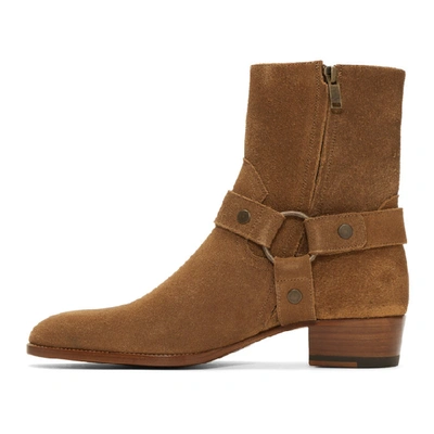 Shop Saint Laurent Brown Suede Wyatt Boots In 5710 Noiset