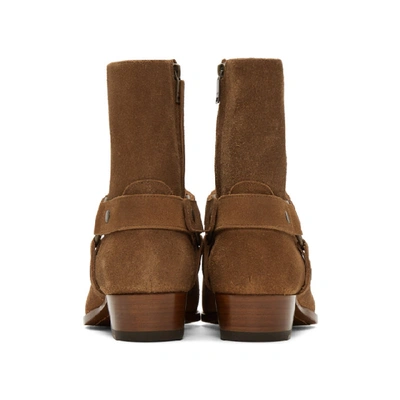 Shop Saint Laurent Brown Suede Wyatt Boots In 5710 Noiset