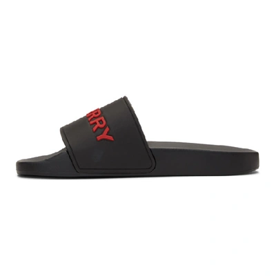 Shop Burberry Black And Red Furley Sandals In Black / Red