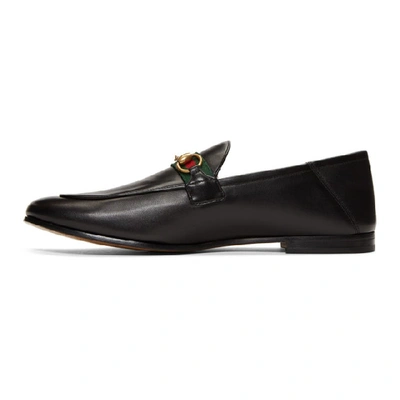 Shop Gucci Black Web Horsebit Loafers In 1078 Nero/n