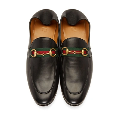 Shop Gucci Black Web Horsebit Loafers In 1078 Nero/n