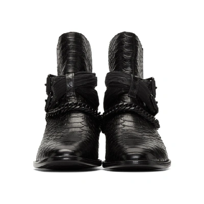 Shop Amiri Black Buckle Chain Boots