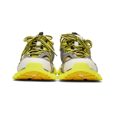 Shop Balenciaga Yellow & Grey Track Runner Sneakers