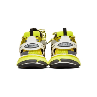 Shop Balenciaga Yellow & Grey Track Runner Sneakers