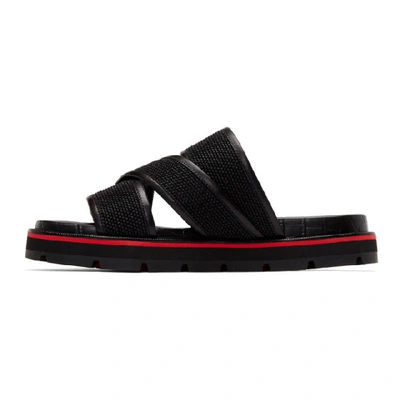 Shop Christian Louboutin Black Woven Sandals In Bk01 Black