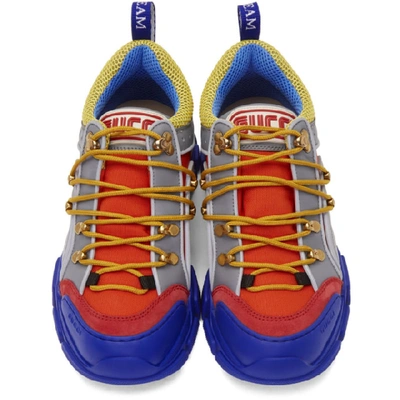 Shop Gucci Orange And Blue Flashtrek Sneakers In 7566 D.oran