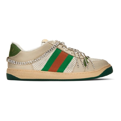 Shop Gucci White Art Deco Screener Sneakers