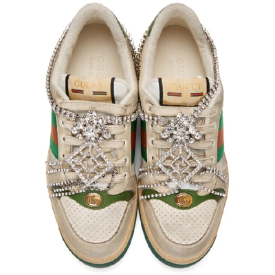 Shop Gucci White Art Deco Screener Sneakers