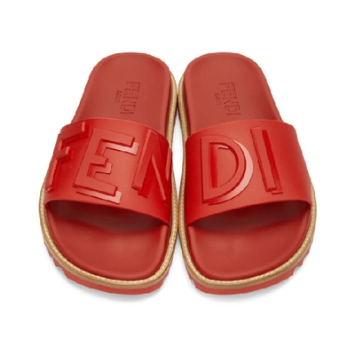 Shop Fendi Red Vocabulary Slides In F0qc9 Red