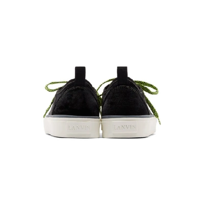 Shop Lanvin Black Velvet And Nylon Low-top Sneakers In 10 Black