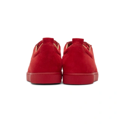 Shop Christian Louboutin Red Suede Louis Junior Spikes Sneakers