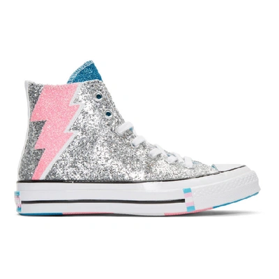 Converse Trans Pride Chuck Taylor 70s High Top Sneakers In Silver/ Egret/  Gnarly Blue | ModeSens