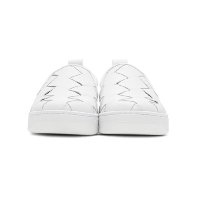 Shop Bottega Veneta White Maxi Intrecciato Slip-on Sneakers In 9122-optwht