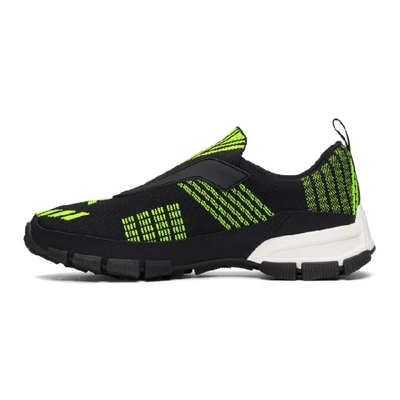 Shop Prada Black & Green Crossection Slip-on Sneakers