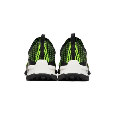 Shop Prada Black & Green Crossection Slip-on Sneakers