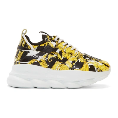 Versace Black And Multicoloured Chain Reaction Sneakers In Balck/ multicoloured