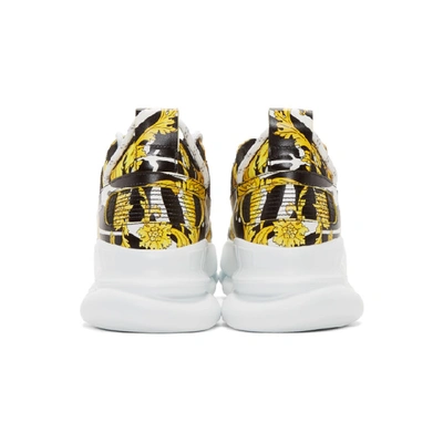 Shop Versace Yellow And Black Barocco Chain Reaction Sneakers In Dnob Gldblk