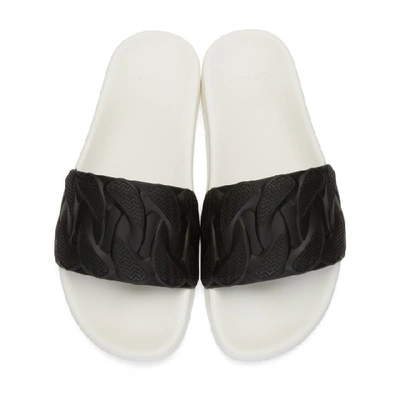 Shop Versace Black And White Chain Pool Slides In Dnw Nerbia