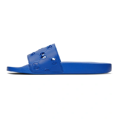 Shop Gucci Blue Gg Slides In 4344 Brghts