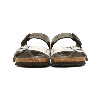 Shop Rick Owens Black And Silver Birkenstock Edition Arizona Rotterdam Sandals