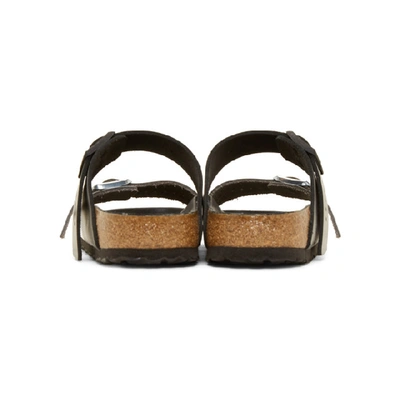 Shop Rick Owens Black And Silver Birkenstock Edition Arizona Rotterdam Sandals