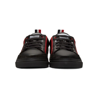 Shop Thom Browne Black Leather Cupsole Sneakers In 001 Black