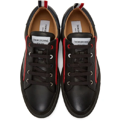 Shop Thom Browne Black Leather Cupsole Sneakers In 001 Black