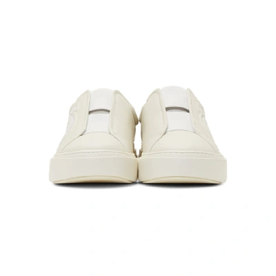 Shop Ferragamo Salvatore  Off-white Gancini Slip-on Sneakers